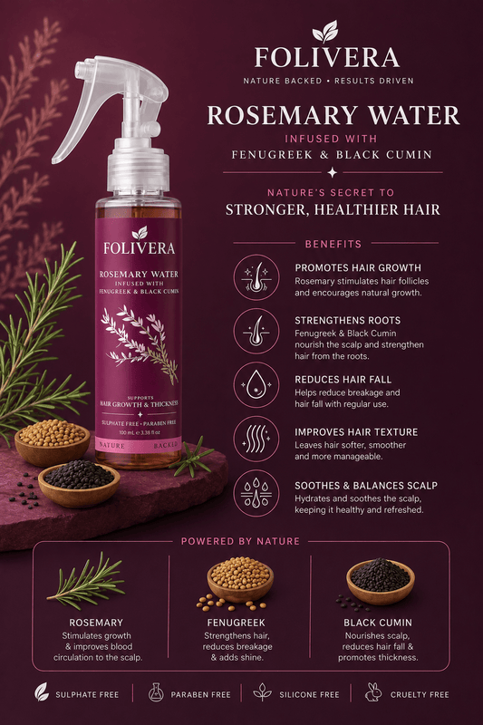Folivera Rosemary Water – Infused with Fenugreek & Black Cumin | 100ml - folivera
