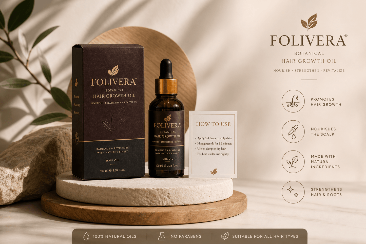 Folivera Botanical Hair Growth Oil With Rosemary Hair Elixir (100 ml) - folivera